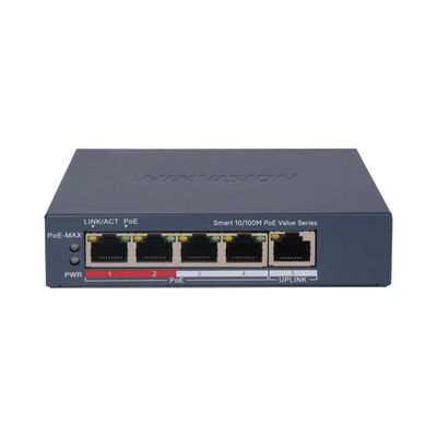 Switch Gigabit PoE+ / No Administrable / 4 Puertos 10/100/ Mbps PoE+ / 1 Puerto 10/100 Mbps Uplink / 35 W