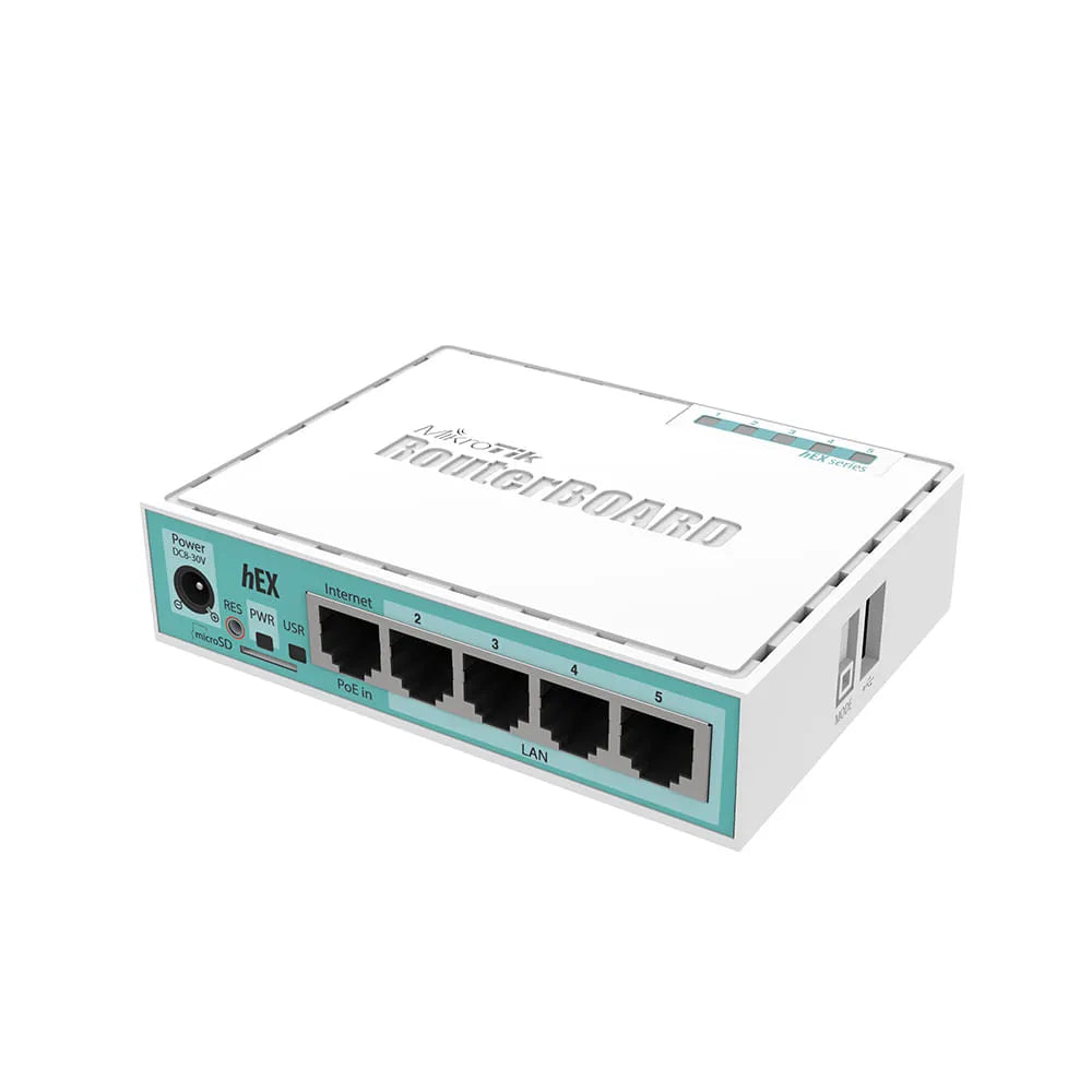 Router MikroTik HEX de 5 puertos gigabit, CPU 880MHz y 256MB RAM
