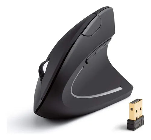 Mouse Ratón Vertical Inalámbrico Ergonómico Recargable 2.4g Color Negro